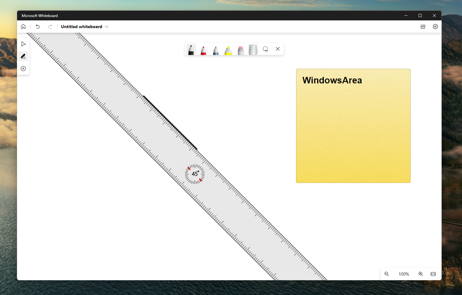 Microsoft Whiteboard wieder mit Lineal