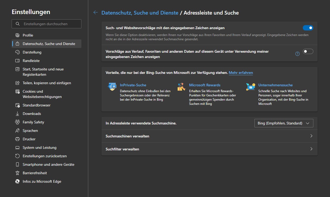 Anleitung: Microsoft Edge Suchverlauf deaktivieren in Adressleiste