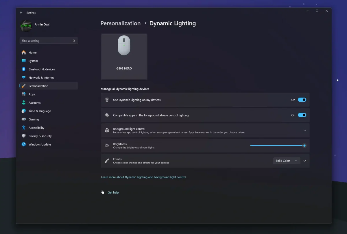 Logitech G-Hardware unterstützt jetzt Windows Dynamic Lighting