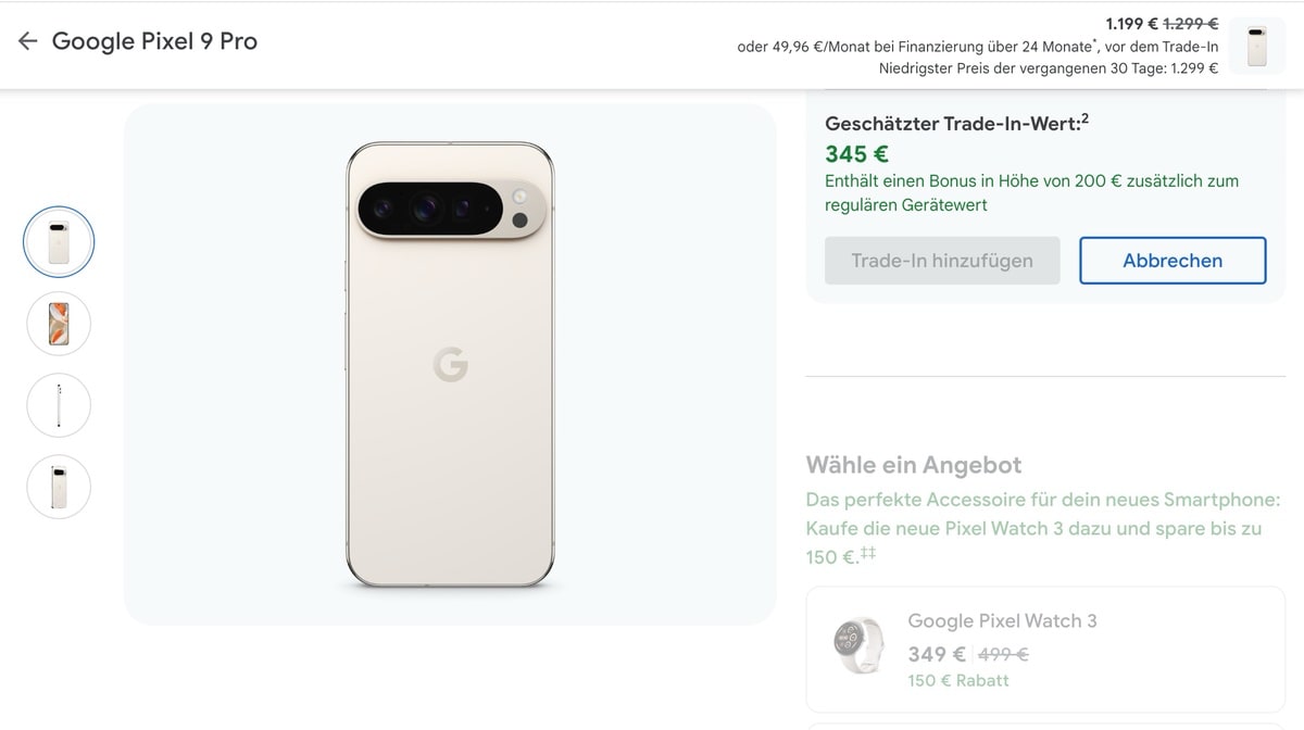 Google Pixel 9: Vorbestelleraktion gestartet, bis 900 Euro Trade-in und reduzierte Pixel Watch 3