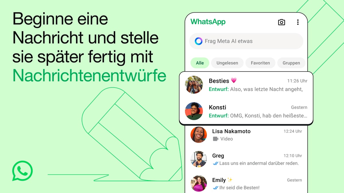 WhatsApp führt Nachrichtenentwürfe ein