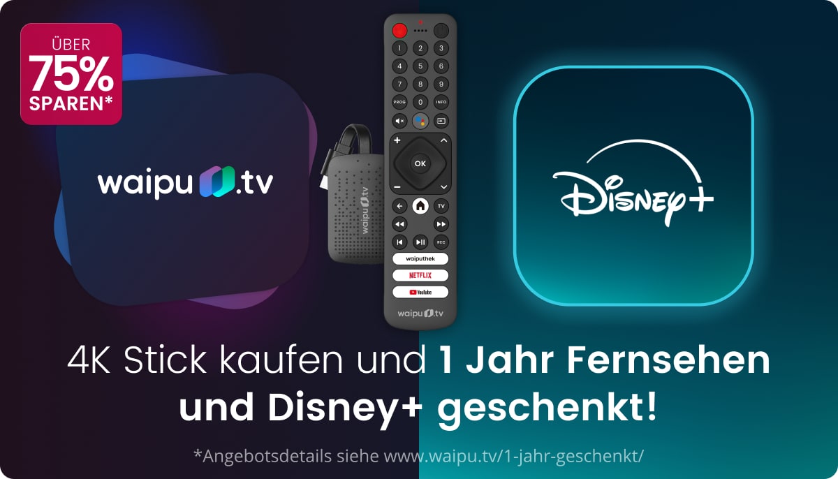 waipu.tv: 4K-Stick mit Perfect Plus und Disney+ Standard im Jahrespaket für 59,99 Euro