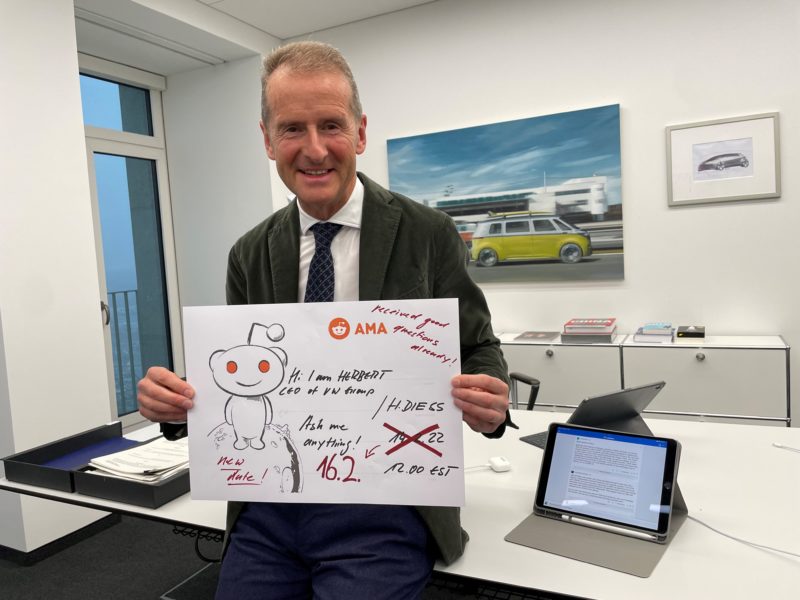 E-Mobilität, Expansionspläne, China-Vorwürfe: Was VW-Chef Herbert Diess bei seiner Reddit-Fragestunde verriet