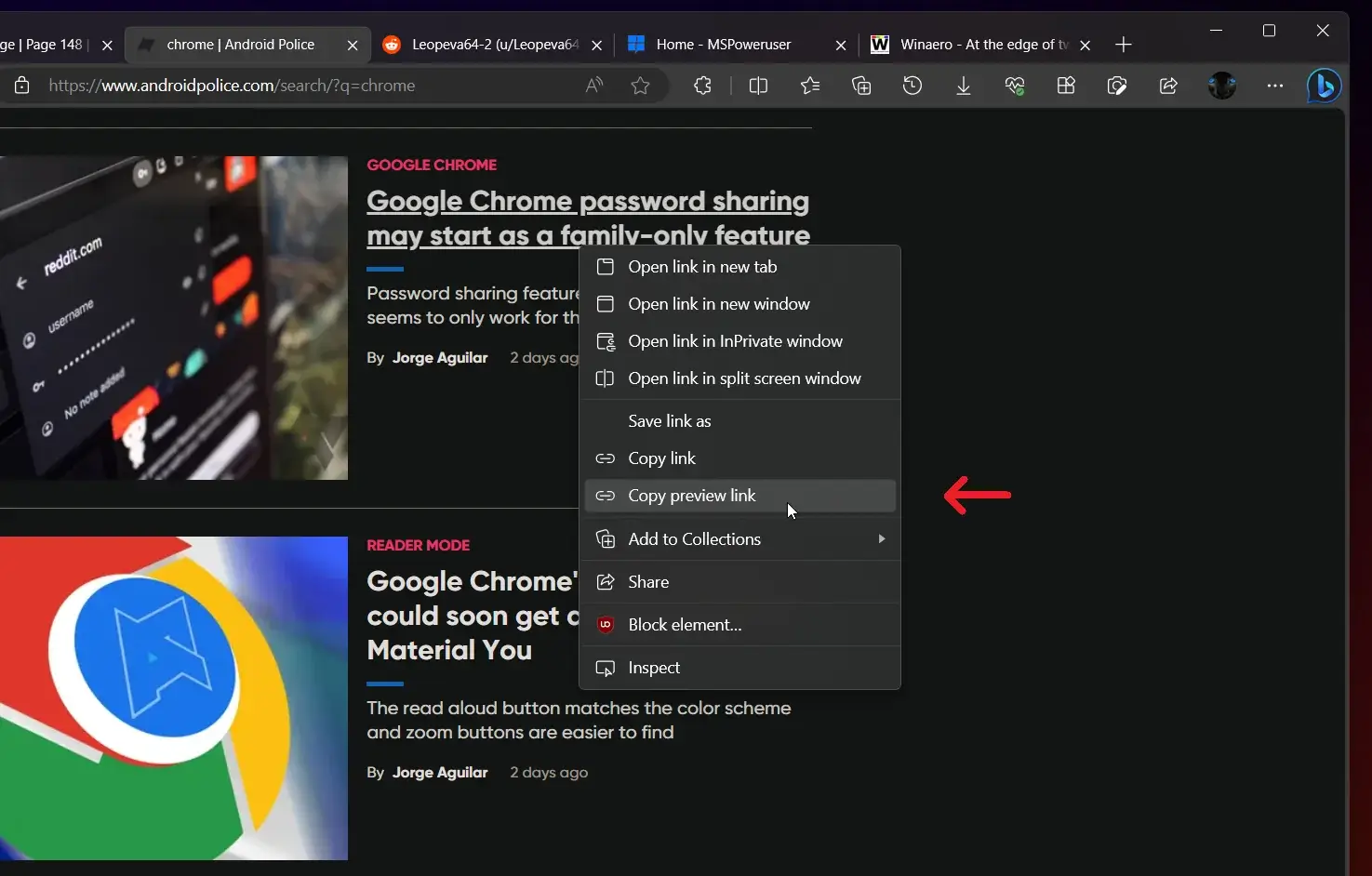 Neues Microsoft Edge-Feature generiert Vorschaulink beim Kopieren