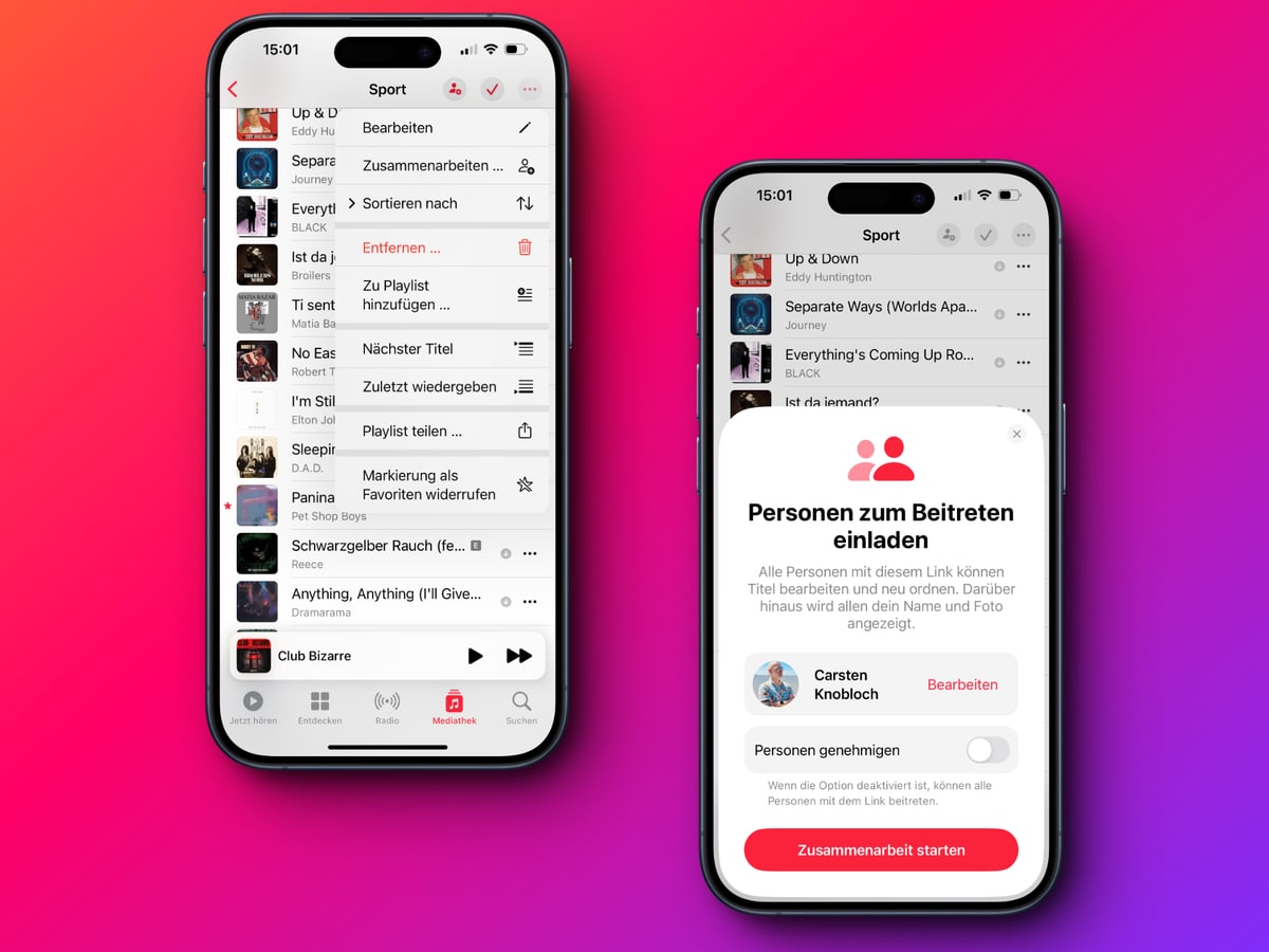Apple Music: Gemeinsam Playlisten bestücken