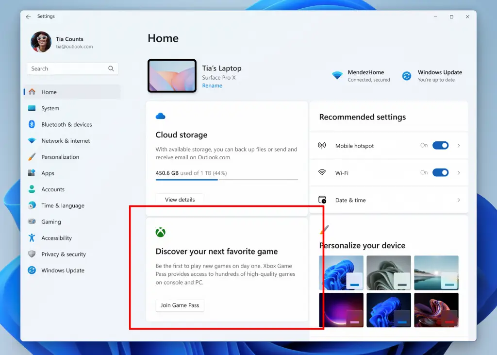 Microsoft „testet“ erneut Werbung in den Einstellungen