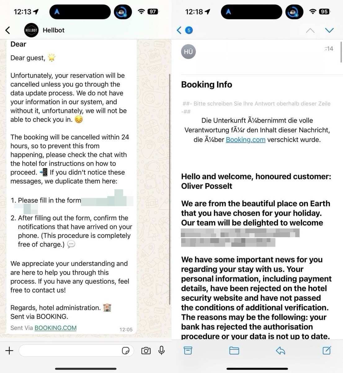 Weiterhin Betrugsversuche bei Buchungen über Booking.com