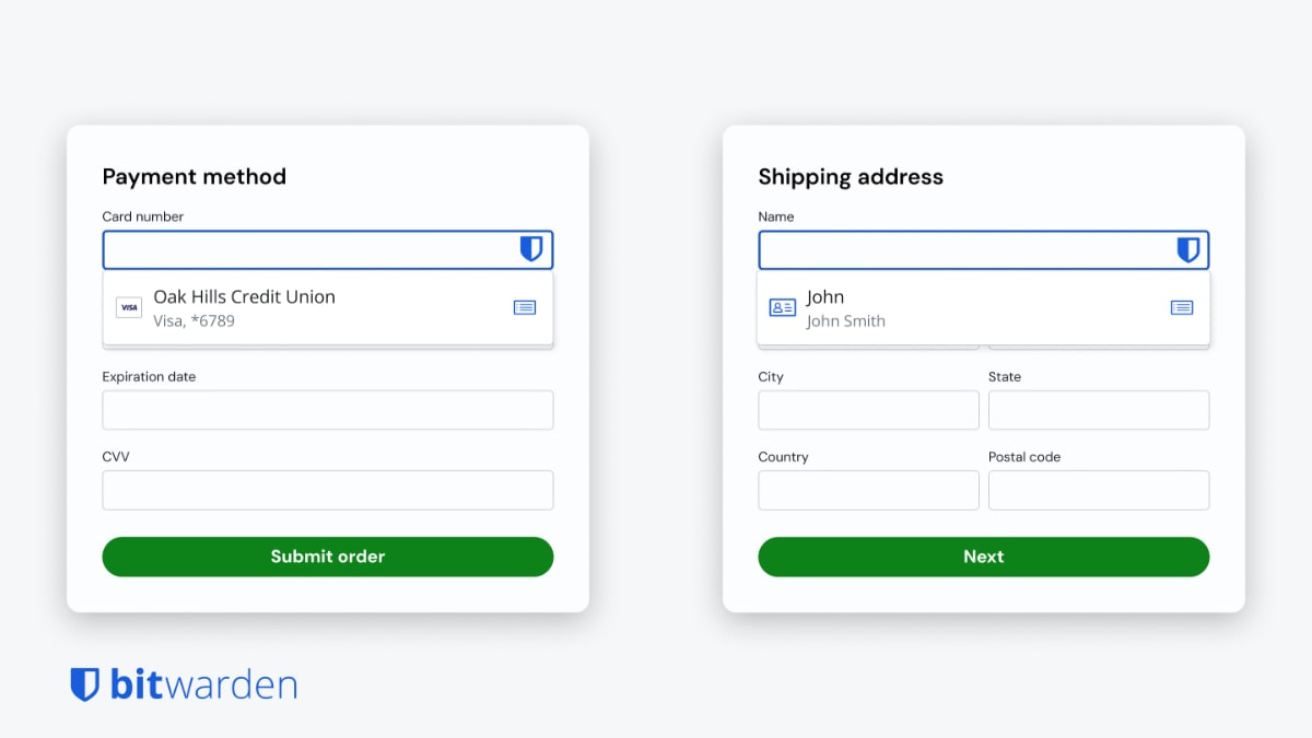 Bitwarden: Verbesserungen beim Autofill für Karten und Identitäten