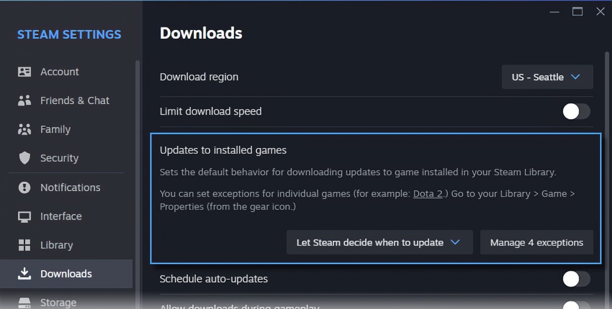 Steam Client Beta: Neue Optionen für Spiele-Updates