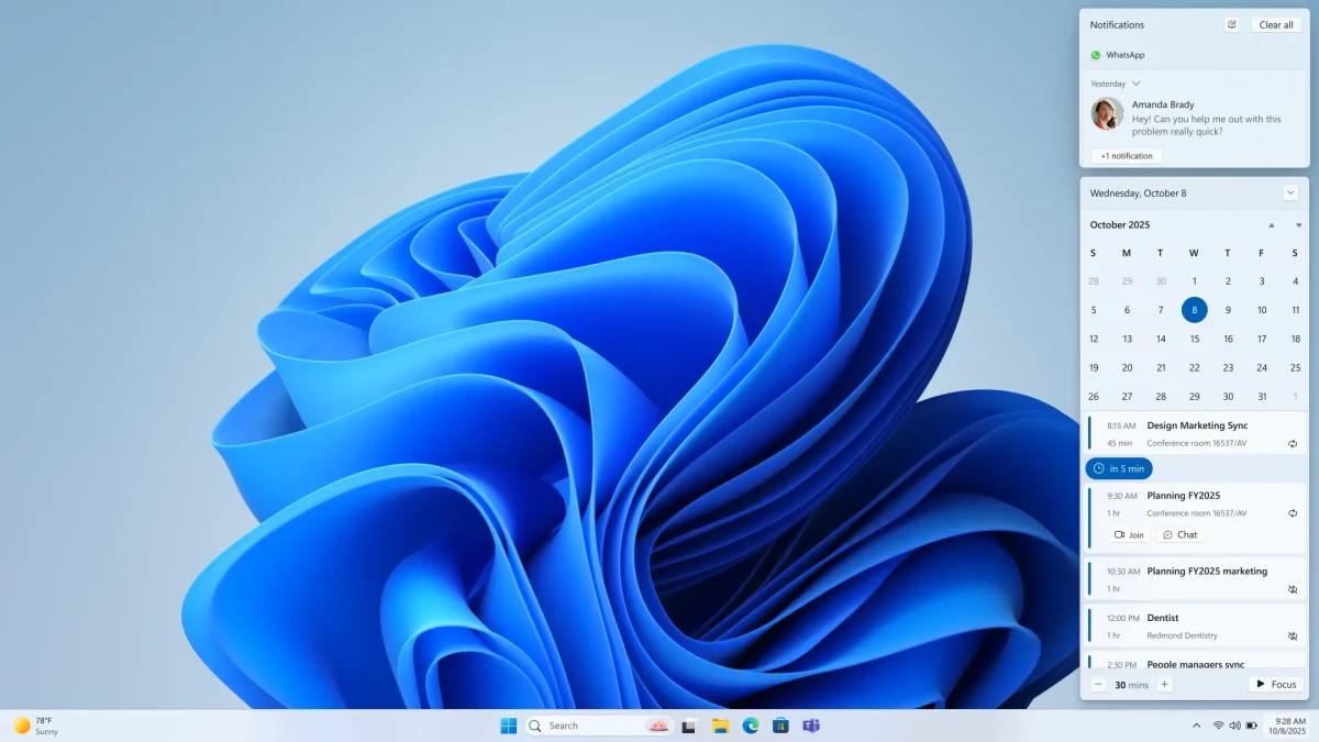 Windows 11: Microsoft verschiebt die Agenda-Ansicht
