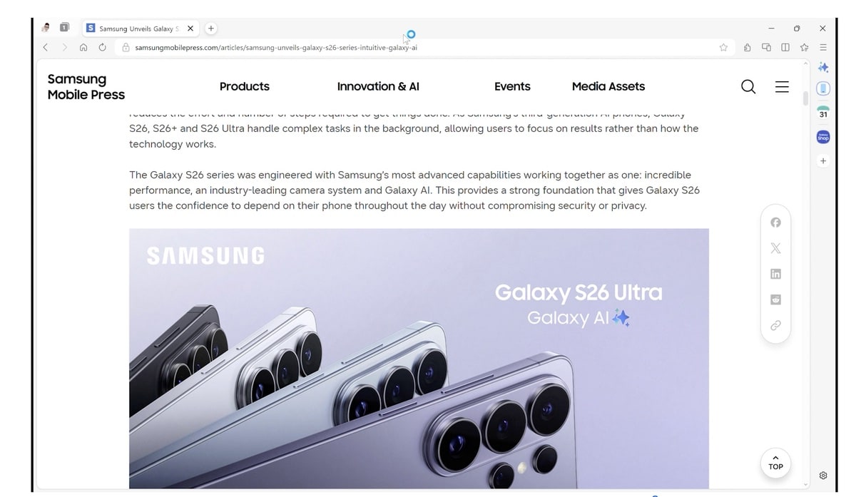 Samsung Browser startet unter Windows und bekommt neue KI-Funktionen