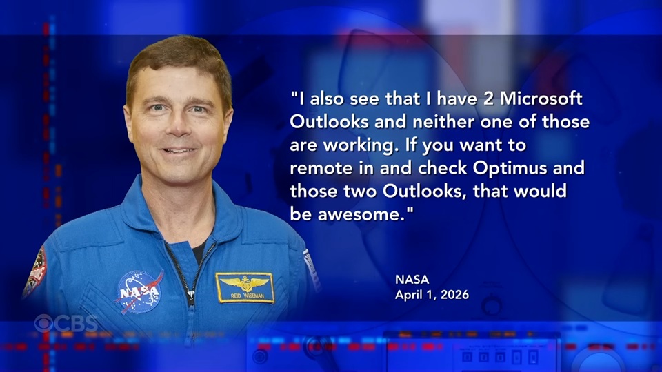 Artemis II: „Egal wie weit wir ins All fliegen, Outlook bleibt scheiße“