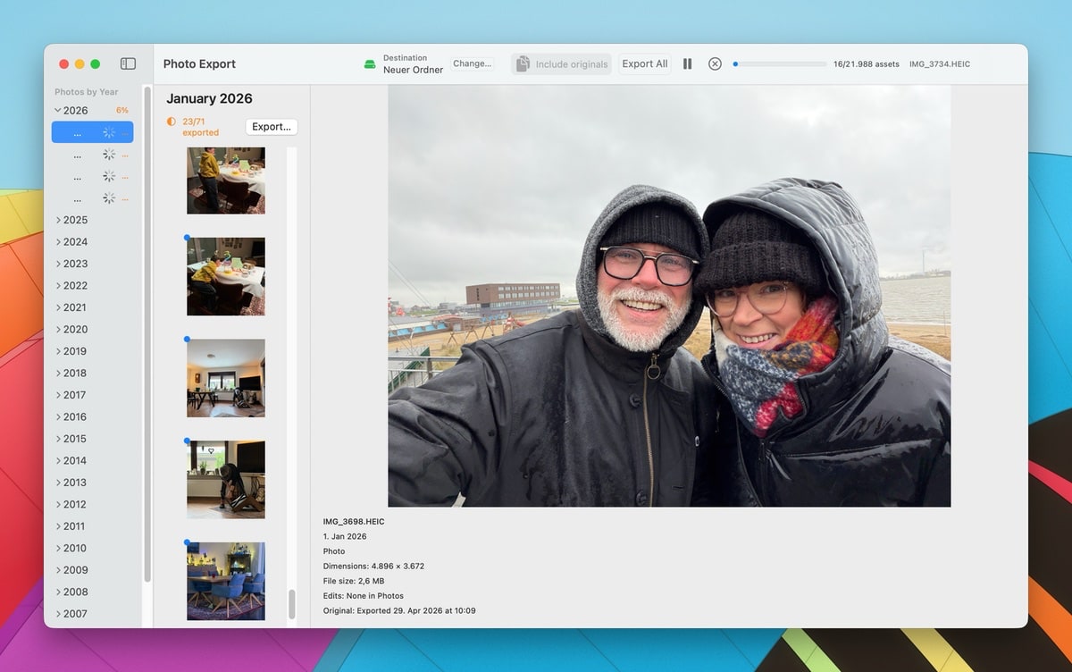 Photo Export: Backup für Apple Fotos in Ordnerstrukturen