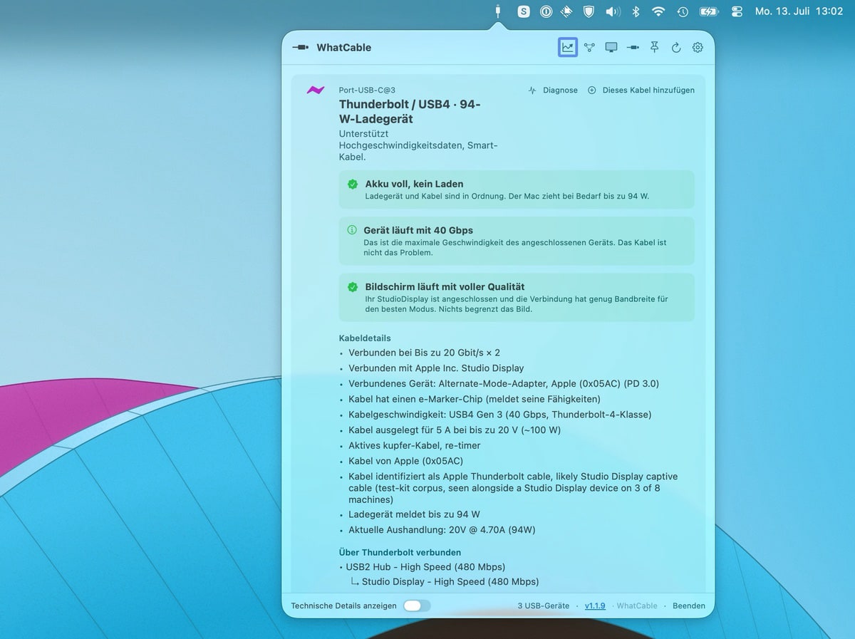 WhatCable für macOS: Update 1.1.9 bringt Verbesserungen