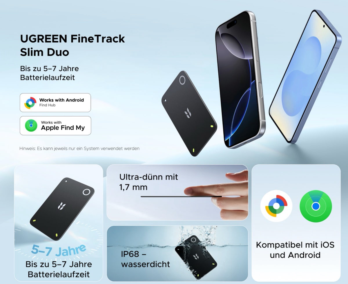 ugreen-finetrack-slim-duo-2:-schlanker-smart-tracker-fur-ios-und-android-startet