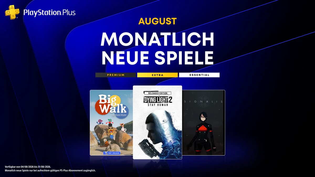 PlayStation Plus: Das sind die monatlichen Spiele im August 2026